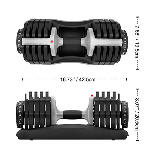 ATIVAFIT - Mancuerna Ajustable con Placa de Peso para Ejercicio en casa, Gimnasio, 1 Unidad