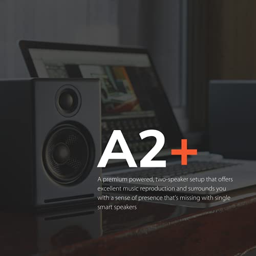 Audioengine A2+ Wireless 60W Altavoces de Ordenador con tecnología Avanzada | DAC y Amplificador Incorporado de 24 bits | Bluetooth aptX Codec, conexión USB Directa (Bluetooth, Negro)