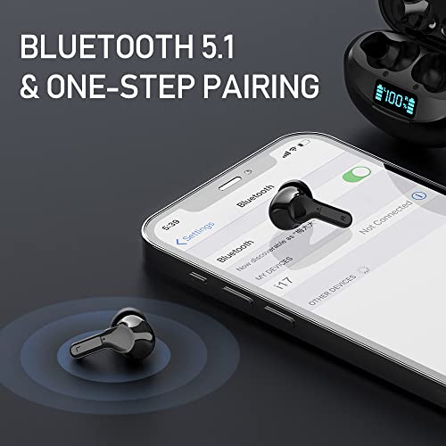 Auriculares Inalámbricos Auriculares Bluetooth 5.1 Deportivos con Cancelación de Ruido Estéreo on Micrófono In-Ear Auriculares IP7 Impermeable Cascos Inalambricos 32 Horas de Eeproducción Pantalla LED