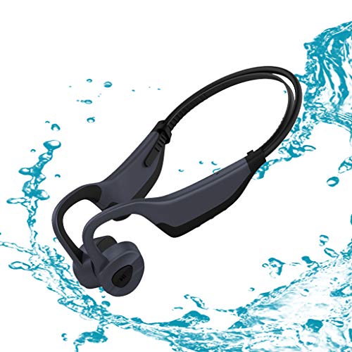 Auriculares Inalámbricos Bluetooth 5.0, IPX8 Impermeable Auriculares para Natación, Auricular Deportivos con Reproductor MP3 con Memoria de 16G, Auriculares De Conducción ósea para Correr Dark Gray