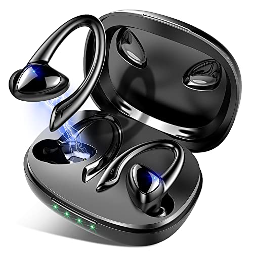 Auriculares Inalámbricos Deportivos, Auriculares Bluetooth 5.1 Deporte con Gancho, Auriculares in ear con Micr, Calidad de Sonido HD, Cascos Deportivos IP7 Impermeable, Reproducción de 35 Horas, Negro