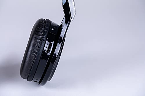 Auriculares plegables inalámbricos Daewoo DIBT1003, Bluetooth 5.0, batería recargable de iones de litio de 200 mAh, radio FM, manos libres, tarjeta SD, AUX de 3,5 mm, 50 Hz - 20 kHz, color negro