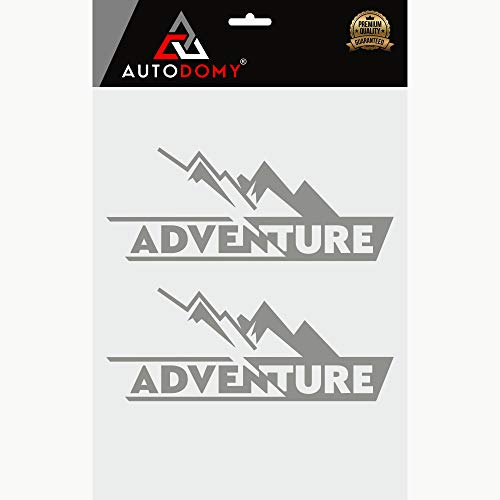 Autodomy Pegatinas Adventure 4x4 Off Road Todoterreno Sport Maletas Moto Cofre Trail Pack 2 Unidades para Coche o Moto (Plata)