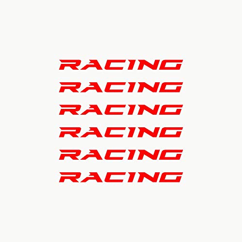 Autodomy Pegatinas Racing Llantas Salpicadero Espejo Retrovisor Pack de 6 Unidades para Coche o Moto (Rojo)