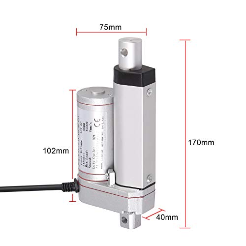 AUTOUTLET Actuador Lineal DC 12V 1500N 50mm Motor de Actuador Lineal Actuador Motor Elctrico Linear de Movimoiento de Elevador para Abridor de Puerta Eléctrico de Coche RV