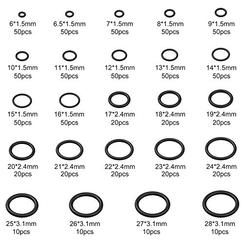 AUTOUTLET Juego de Aros Tóricos, 800PCS Juntas Tóricas, 24 Tamaño Aislamiento Junta Arandela, Juntas de Anillo Surtido para Sanitarios, Elementos de Estanqueidad, Juntas de Sifón, Conexión de Grifo