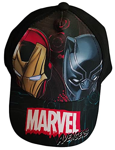 Avengers Marvel Gorra de béisbol con diseño de Iron Man y Pantera Negra para niños, niños y niñas, Rojo, S (Negro, 52)