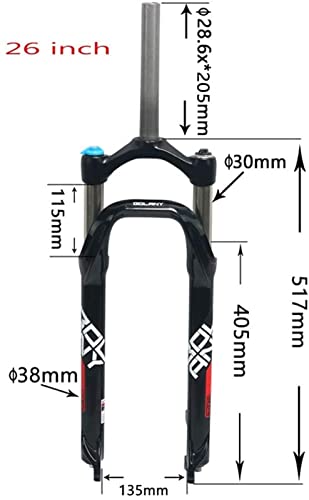 AWJ Horquilla de suspensión neumática MTB Horquilla Delantera hidráulica para Nieve de 26 Pulgadas, Amortiguador de Bicicleta Todoterreno Carrera de la Horquilla Delantera: 100 mm