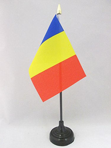 AZ FLAG Bandera de Mesa de Andorra Civil 15x10cm - BANDERINA de DESPACHO Andorran SIN Escudo 10 x 15 cm Punta Dorada