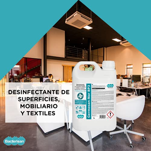 Bacterisan Germosan No Bp3 5L | Desinfectante Multiusos Triple Acción| Elimina el 99.95 de Virus, Gérmenes y Bacterias de Todo Tipo de Objetos Superficies y Textiles Profesional 5000 ml