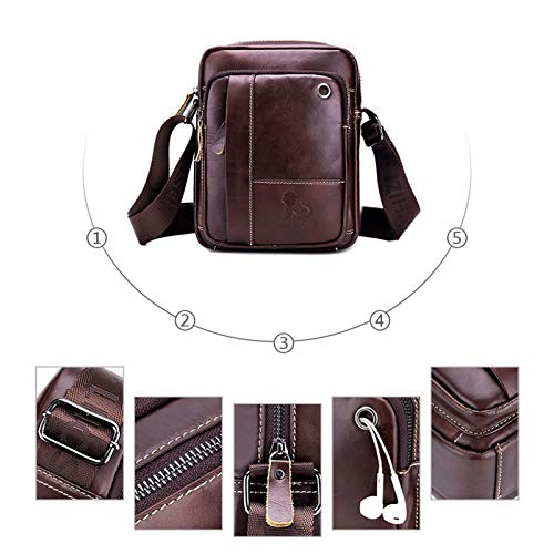 BAIGIO Bolso Bandolera Hombre de Cuero Bolso de Hombro Piel Pequeño Vintage Crossbody Bag Casual (Marrón brillante)