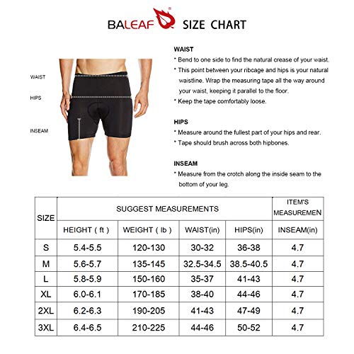 BALEAF Coolmax - Pantalón corto de ciclismo para hombre, acolchado, transpirable, gel 4D, color gris, XL