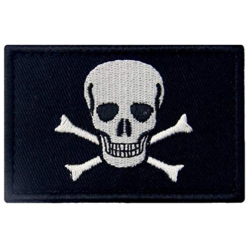 Bandera pirata de Jolly Roger Broche Bordado de Gancho y Parche de Gancho y bucle de cierre