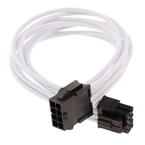 Baoblaze PC De 8 Pines (4 + 4 Pines) EPS/CPU Cable De Extensión con Manguito Fuente De Alimentación Blanco (30 Cm)