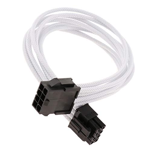 Baoblaze PC De 8 Pines (4 + 4 Pines) EPS/CPU Cable De Extensión con Manguito Fuente De Alimentación Blanco (30 Cm)