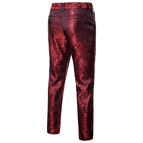 Baohooya Traje para hombre Slim Fit 2 Piezas - Casual Traje de Hombre Traje Al Estilo Occidental Chaquetas Pantalón Esmoquin Abrigo Vestido de Fiesta de Boda(Vino Rojo,M)