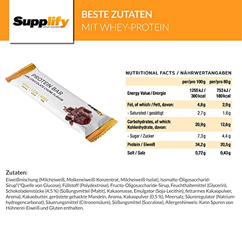 Barritas de proteínas de Suppifly, baja en carbohidratos, caja de 12 barritas de 60 g cada una, con sabor natural, opción saludable como reemplazo alimenticio