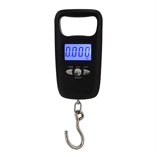 Báscula Digital para Equipaje 50 kg con gancho, Báscula Pesca Digital Balanza colgante, pesca accesorios escala mínima LCD para equipaje 11.5 * 6 cm