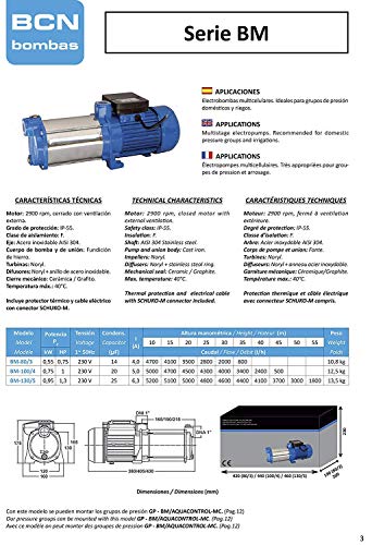 BCN bombas - Bomba de Agua Horizontal 1,3CV  bm-130/5  (Monofásica)