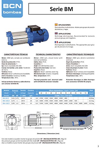 BCN bombas - Bomba de agua horizontal bm-80/3 (Monofásica)
