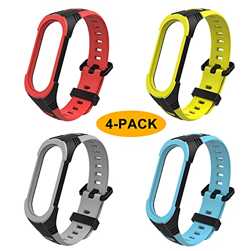 BDIG 4 Piezas Pulsera Mi Band 6 Correas Compatible para Xiaomi Mi Band 5 & Amazfit Band 5, Colorido Suave Silicona Reloj Recambio Brazalete Impermeable Correa para Mi Band 5/MiBand 6/Amazfit Band 5