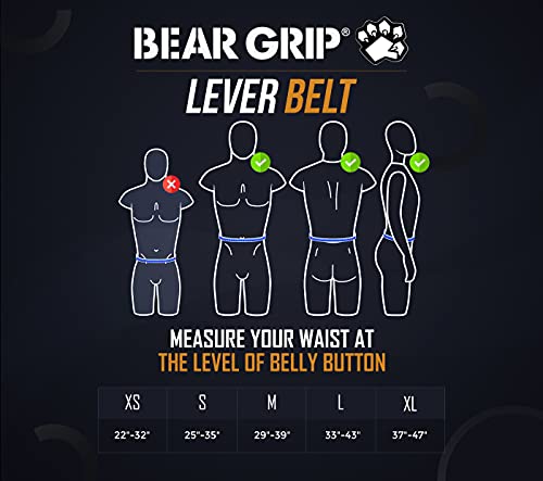 BEAR GRIP Power Belt - Elite Edition Premium - Cinturón de levantamiento de peso doble (negro - 4 pulgadas palanca Power Belt, XS)