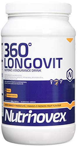 Bebida isotónica y energética Nutrinovex 360º Longovit con BCAA's, Glutamina y Magnesio (Mango maracuyá, 1000 g)