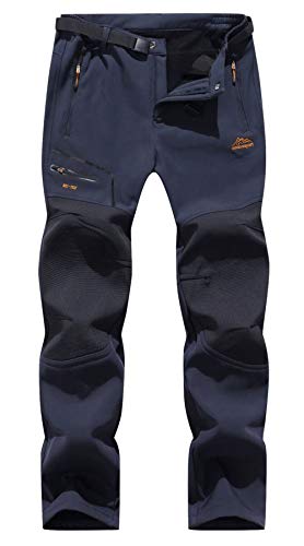 BenBoy Pantalones de Montaña Hombre Impermeables Invierno Calentar Pantalones Trekking Escalada Senderismo Softshell,KZ1672M-Blue-M