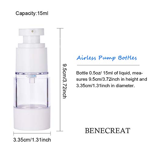 BENECREAT 6 Pack 15ml Botella de Presión de Vacío Contenedor de Bomba de Cosmético para Loción Crema Facial Crema de Manos