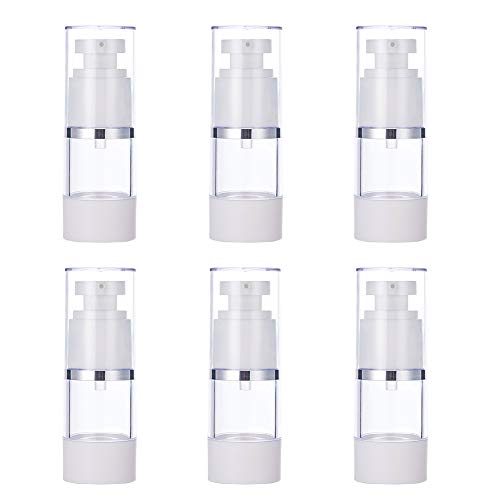 BENECREAT 6 Pack 15ml Botella de Presión de Vacío Contenedor de Bomba de Cosmético para Loción Crema Facial Crema de Manos