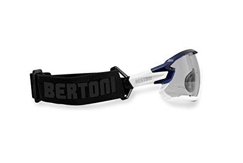 BERTONI Gafas Ciclismo Running MTB Esquí Tennis Padel Polaridas Fotocromaticas Mod. Quasar (Azul-Blanco/Fotocromaticas Polarizadas)