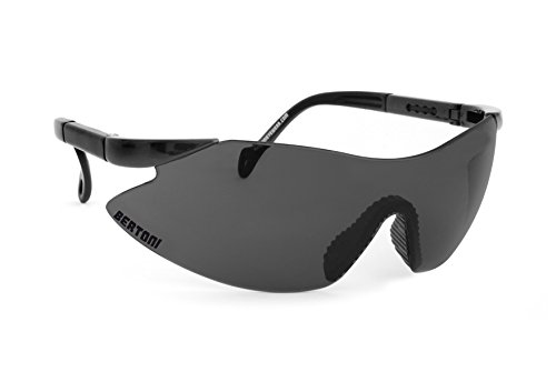 Bertoni iWear SA AF185 - Gafas de tiro, protección para campo de tiro, con lentes resistentes a los impactos y patillas ajustables nero perla - lente fumo specchio Talla:MEDIUM-LARGE