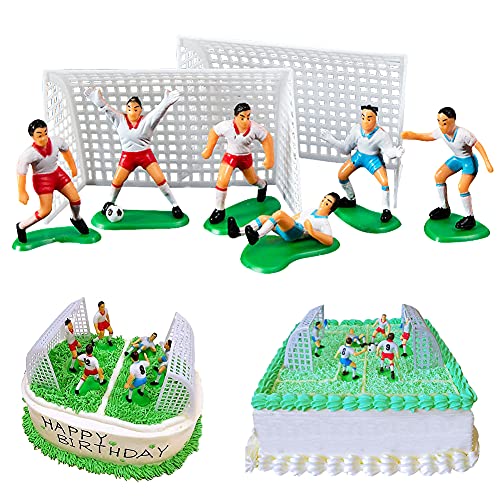 BESTZY Jugador de Fútbol Cake Topper Figure en Miniatura Modelo Decoración para Tartas de Fútbol Figuras Cupcakes Topper Fútbol Cumpleaños Fiesta Temática 8 Piezas
