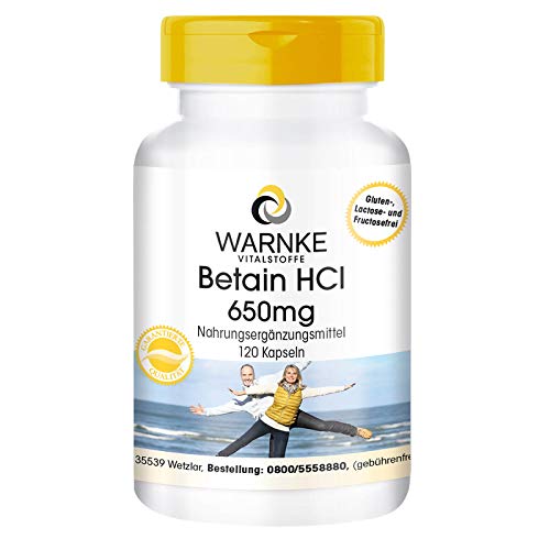 Betaína HCL 650mg – Clorhidrato de Betaína – 120 cápsulas