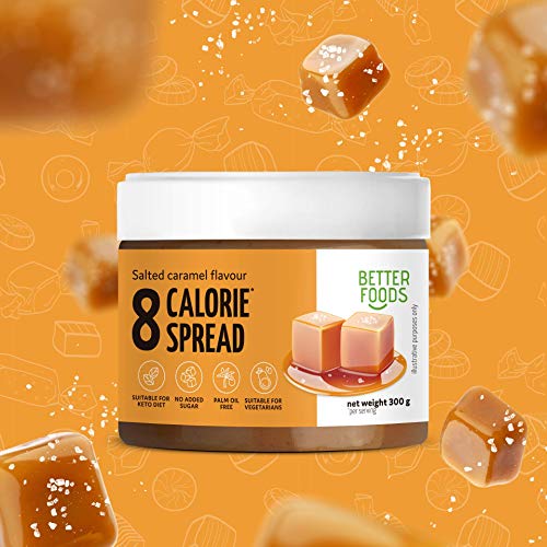 Better Foods sabor caramelo salado untable de 8 calorías | Producto adelgazante vegano sin gluten para diabéticos - 300g