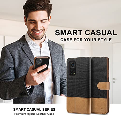 BEZ Funda Xiaomi Mi 10T Pro, Carcasa para Xiaomi Mi 10T Pro 5G / Mi 10T 5G Libro de Cuero con Tapas y Cartera, Cover Protectora con Ranura para Tarjetas y Billetera, Cierre Magnético, Negro