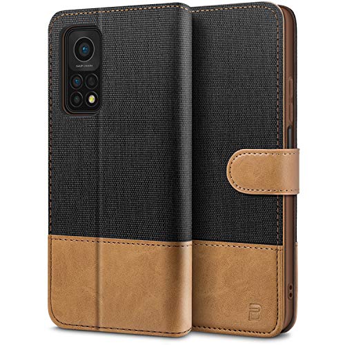 BEZ Funda Xiaomi Mi 10T Pro, Carcasa para Xiaomi Mi 10T Pro 5G / Mi 10T 5G Libro de Cuero con Tapas y Cartera, Cover Protectora con Ranura para Tarjetas y Billetera, Cierre Magnético, Negro