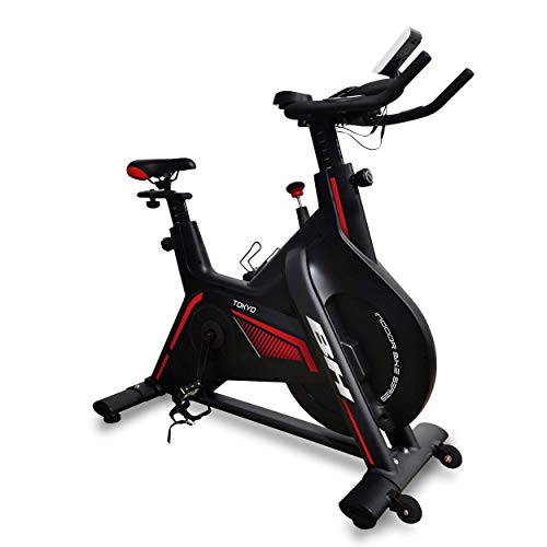 BH Fitness Tokio H9181 Ciclismo Indoor magnetico para Uso intensivo. Sistema de inercia de 20 Kg. Manillar de Triatlón y Pedales Mixtos