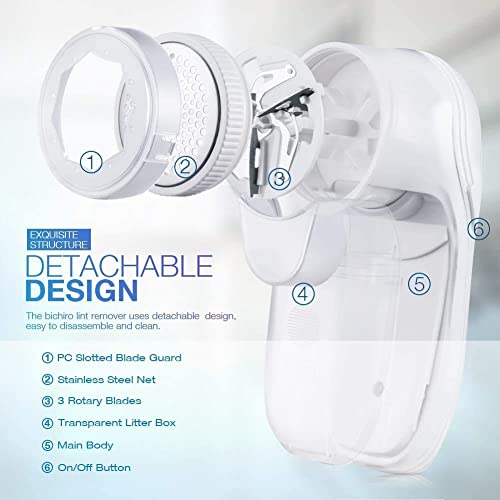 Bichiro removedor de Pelusa, removedor de Bobble eléctrico con 2 Cuchillas reemplazables, afeitadora de Tela portátil para Ropa, Jerseys, Muebles, Lana, Alfombra