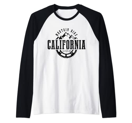 Bicicleta de montaña California MTB Downhill Biking Vintage Camiseta Manga Raglan