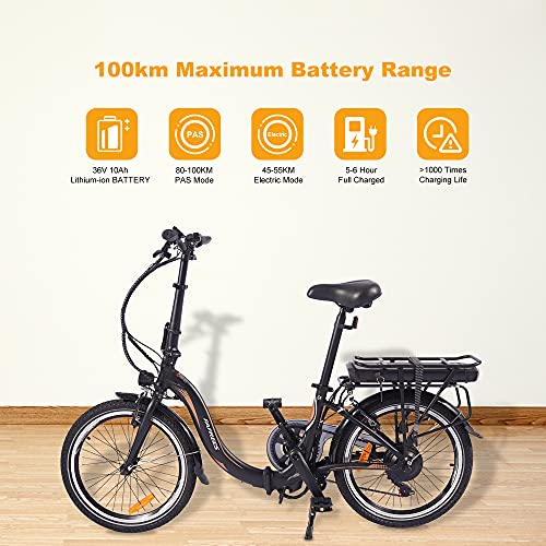 Bicicleta eléctrica plegable de 20 pulgadas, bicicleta eléctrica plegable, bicicleta eléctrica plegable con luz LED, para hombre y mujer, capacidad de carga de 120 kg (batería de 10 Ah)