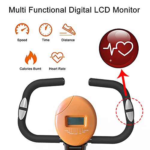 Bicicleta Estática Plegable, Fitness Bicicleta Plegable con Pantalla LCD, Bicicleta Estática con Resistencia Magnética Ajustable de 8 Niveles, para Uso Doméstico y de Oficina