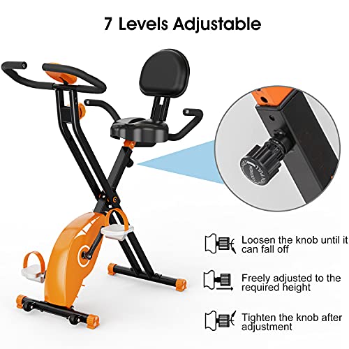 Bicicleta Estática Plegable, Fitness Bicicleta Plegable con Pantalla LCD, Bicicleta Estática con Resistencia Magnética Ajustable de 8 Niveles, para Uso Doméstico y de Oficina