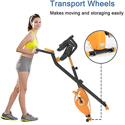 Bicicleta Estática Plegable, Fitness Bicicleta Plegable con Pantalla LCD, Bicicleta Estática con Resistencia Magnética Ajustable de 8 Niveles, para Uso Doméstico y de Oficina