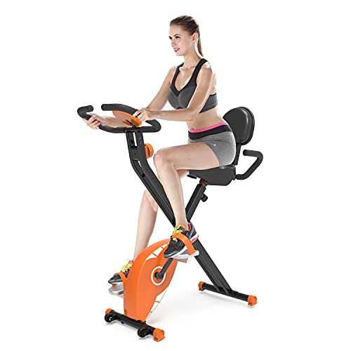 Bicicleta Estática Plegable, Fitness Bicicleta Plegable con Pantalla LCD, Bicicleta Estática con Resistencia Magnética Ajustable de 8 Niveles, para Uso Doméstico y de Oficina