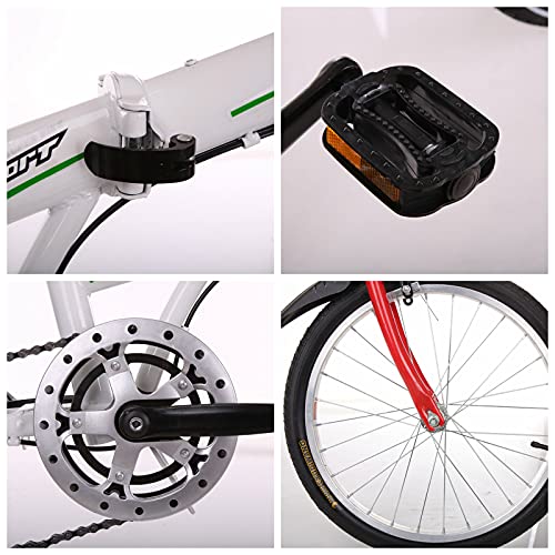 Bicicleta Plegable, 20 Pulgadas, Cómoda, Móvil, Portátil, Compacta, Ligera, Acabado De Una Sola Velocidad, Gran Suspensión, Bicicleta Plegable para Hombres, Mujeres, Estudiantes Y Viajeros Urbanos