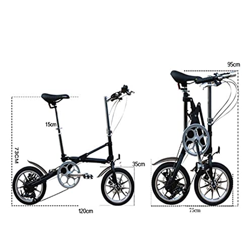 Bicicleta plegable de una sola velocidad, bicicleta compacta urbana plegable de 14 pulgadas, velocidad de freno de disco portátil para hombres y mujeres adultos bicicleta pequeña ligera, verde