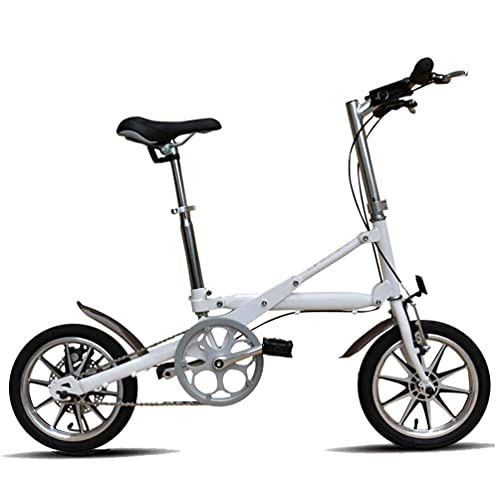 Bicicleta plegable de una sola velocidad, bicicleta compacta urbana plegable de 14 pulgadas, velocidad de freno de disco portátil para hombres y mujeres adultos bicicleta pequeña ligera, verde