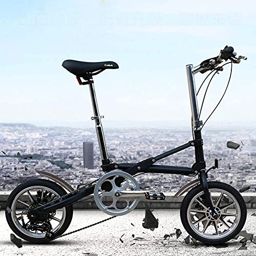 Bicicleta plegable de una sola velocidad, bicicleta compacta urbana plegable de 14 pulgadas, velocidad de freno de disco portátil para hombres y mujeres adultos bicicleta pequeña ligera, verde