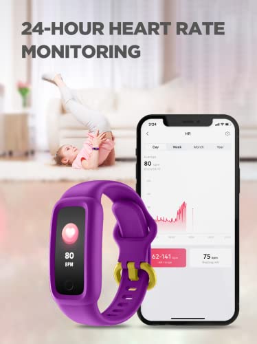 BIGGERFIVE Vigor 2 Pulsera Actividad Inteligente Reloj Inteligente para Niños Niñas 5-12 Años,, Impermeable IP68 Deportivo Smartwatch con Podómetro Pulsómetros Monitor de Sueño Contador de Caloría